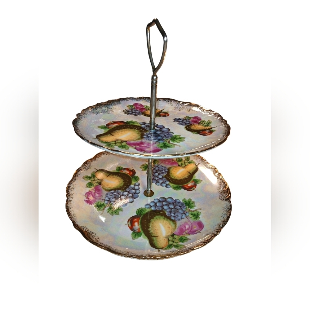 Vintage Hollywood Regency 2 Tier Porcelain Serving Dish